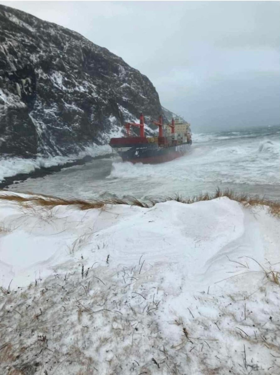 Cargo containership losses power and runs aground in Newfoundland.(Video Included)